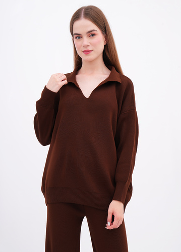 Фото ракурс 1 - Жіночий коричневий светр EQUILIBRI артикул W391 040 100 Brown FW2025