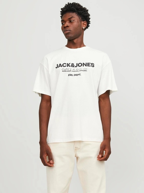 Фото ракурс 1 - Мужская белая футболка Jack & Jones  артикул 12247782 CLOUD DANCER SS2024