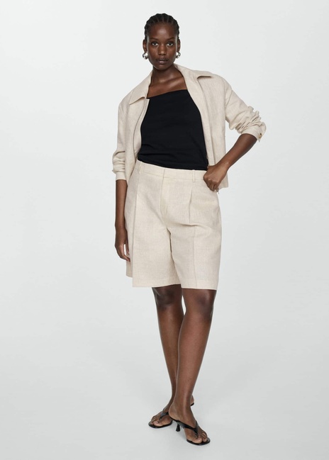 Фото ракурс 5 - Женские бежевые шорты Mango артикул 67047147 06 6 season