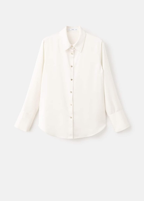 Женская молочная рубашка Mango артикул 27051274 05 2 season Фото ракурс 3 - Женская молочная рубашка Mango артикул 27051274 05 2 season