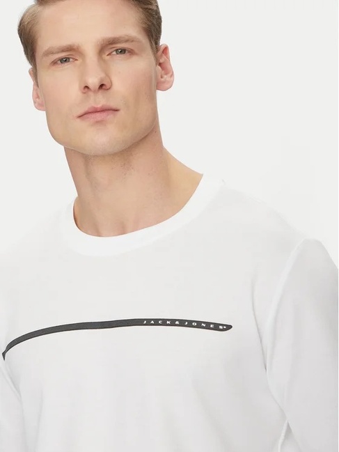 Фото ракурс 4 - Мужской белый лонгслив Jack & Jones артикул 12273134 bright white SS2025
