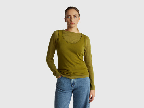 Фото ракурс 1 - Жіночий зелений светр Benetton артикул 1035D1P17 20T 25A