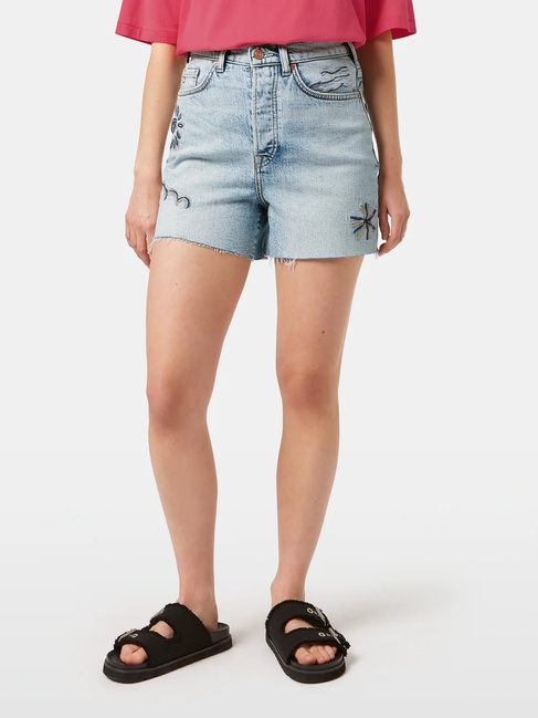 Фото ракурс 1 - Женские синие шорты SCOTCH & SODA артикул UFJ00575N V434 SS2025