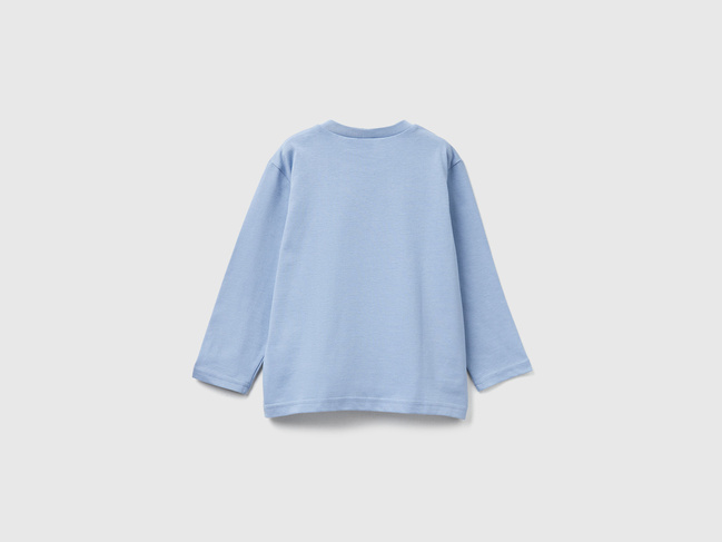 Фото ракурс 2 - Синий лонгслив для мальчиков Benetton артикул 3I1XG10KH.P 0W2 25A