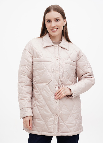 Фото ракурс 1 - Женская бежевая куртка EQUILIBRI артикул NOS Jacket Quil Beige FW2024