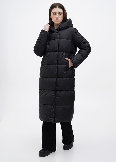 Фото ракурс 1 - Жіноче чорнe пальто EQUILIBRI  артикул FS Coat 2 Black FW2024