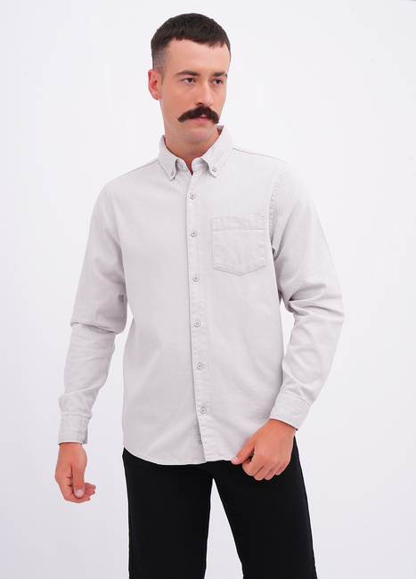 Чоловіча сіра сорочка EQUILIBRI артикул M422 005 000 Light grey FW2025 Фото ракурс 1 - Чоловіча сіра сорочка EQUILIBRI артикул M422 005 000 Light grey FW2025