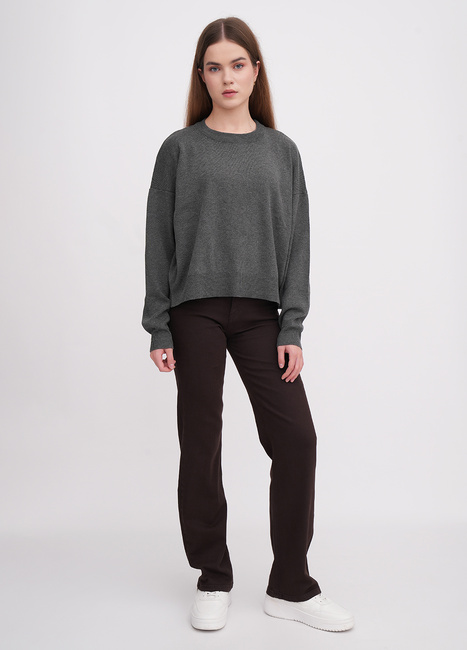 Женский серый свитер EQUILIBRI артикул BW342003 000 Dark grey FW2025 Фото ракурс 3 - Женский серый свитер EQUILIBRI артикул BW342003 000 Dark grey FW2025