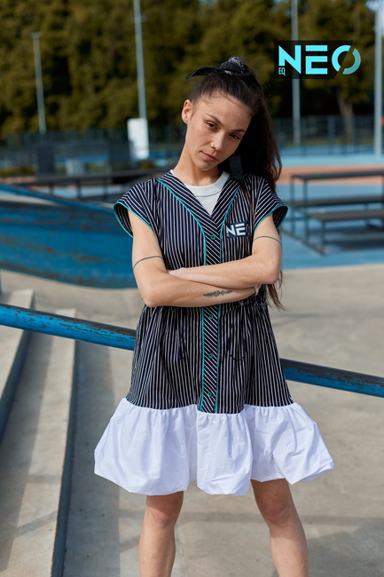 Фото ракурс 1 - Женское синее платье EQUILIBRI артикул NW452001 000 NAVY BLUE SS2025