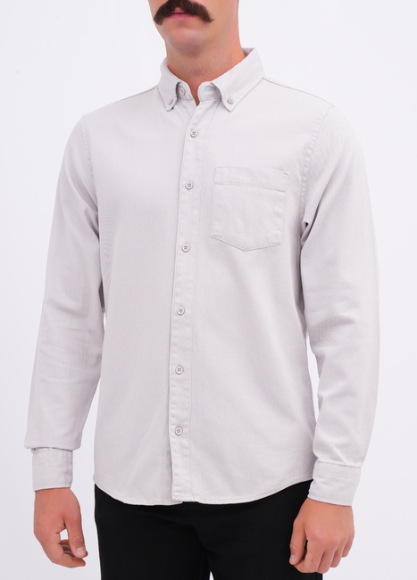 Чоловіча сіра сорочка EQUILIBRI артикул M422 005 000 Light grey FW2025 Фото ракурс 3 - Чоловіча сіра сорочка EQUILIBRI артикул M422 005 000 Light grey FW2025