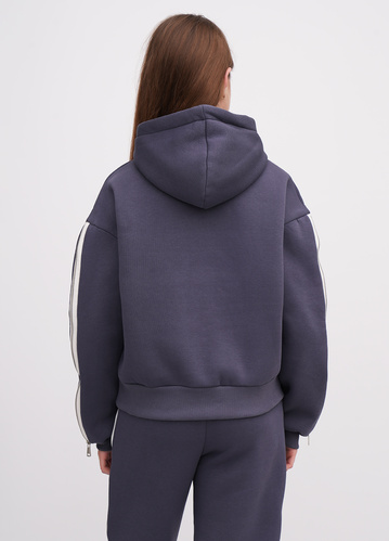 Фото ракурс 2 - Жіноче сірe худі EQUILIBRI артикул W291 048 100 FUME FW2025