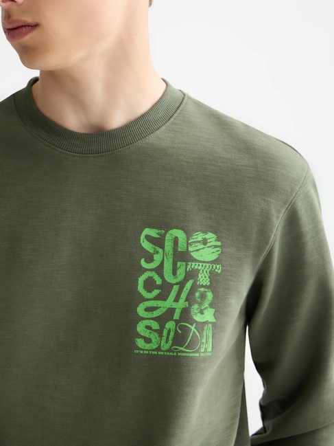 Фото ракурс 4 - Мужской зеленый свитшот SCOTCH & SODA артикул 181285 300 FW2025