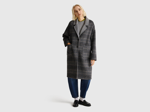 Фото ракурс 1 - Жіноче сірe пальто Benetton артикул 23AEDN081 904 25A