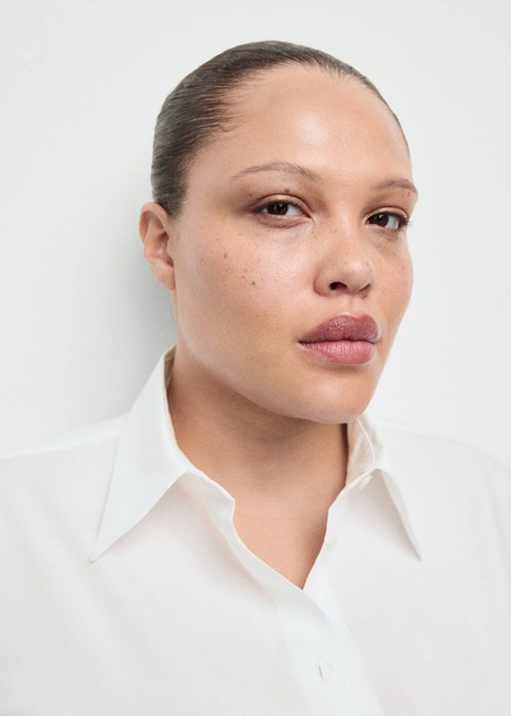 Женская молочная рубашка Mango артикул 27091246 02 2 season Фото ракурс 6 - Женская молочная рубашка Mango артикул 27091246 02 2 season