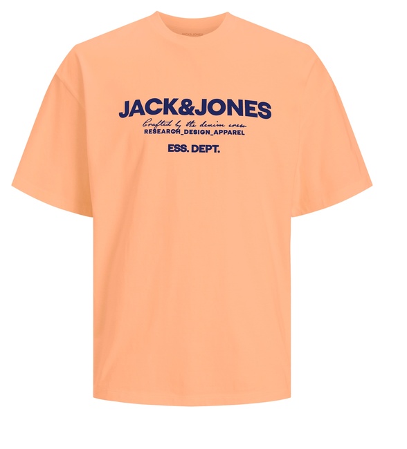 Фото ракурс 1 - Мужская оранжевая футболка Jack & Jones  артикул 12247782 Apricot Ice SS2024