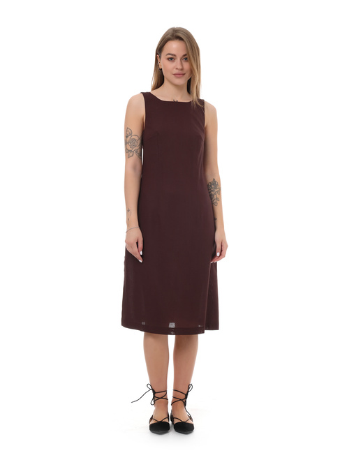 Женское коричневое платье EQUILIBRI артикул W452 089 000 Brown SS2025 Фото ракурс 1 - Женское коричневое платье EQUILIBRI артикул W452 089 000 Brown SS2025