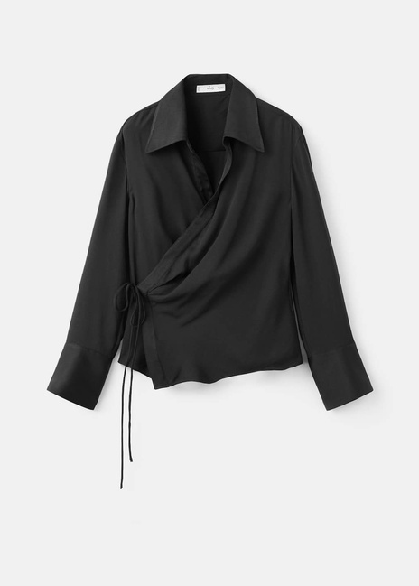 Женская черная рубашка Mango артикул 17049105 99 1 season Фото ракурс 3 - Женская черная рубашка Mango артикул 17049105 99 1 season