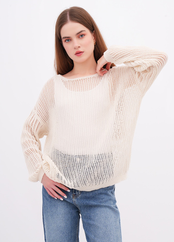 Фото ракурс 1 - Женский бежевый джемпер EQUILIBRI артикул W345 021 000 Beige FW2025