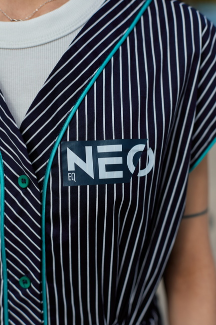 Фото ракурс 4 - Женское синее платье EQUILIBRI артикул NW452001 000 NAVY BLUE SS2025