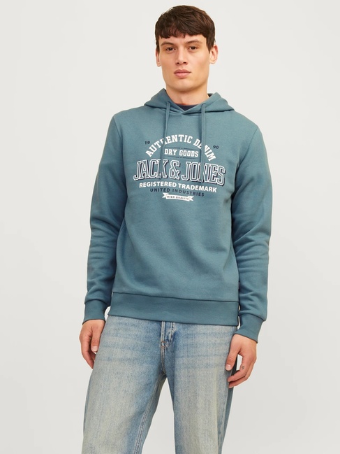 Фото ракурс 1 - Чоловіче блакитнe худі Jack & Jones  артикул 12255617 Goblin Blue FW2024