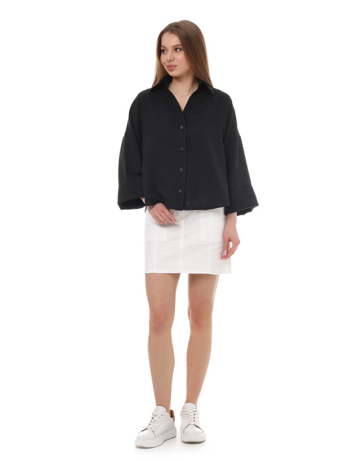 Фото ракурс 3 - Женская черная рубашка EQUILIBRI артикул W422 033 000 Black SS2025