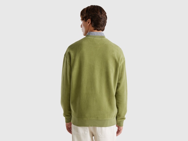Фото ракурс 2 - Мужской зеленый свитшот Benetton артикул 3NMEU109T 913 24A