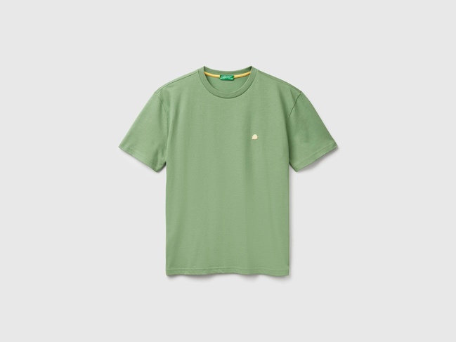 Фото ракурс 5 - Чоловіча зелена футболка Benetton артикул 3MI5J1AF7 8K7 25A