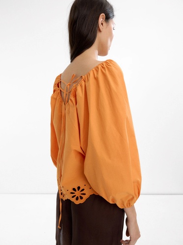 Фото ракурс 2 - Женская оранжевая блузка Parfois артикул 235247 _OR FW2025