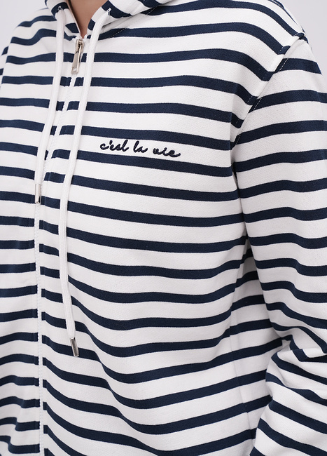 Женская синяя олимпийка EQUILIBRI артикул W232 014 000 NAVY BLUE FW2025 Фото ракурс 4 - Женская синяя олимпийка EQUILIBRI артикул W232 014 000 NAVY BLUE FW2025