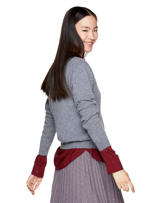 Женский серый кардиган Benetton артикул 1002D5485 507 25A Фото ракурс 6 - Женский серый кардиган Benetton артикул 1002D5485 507 25A