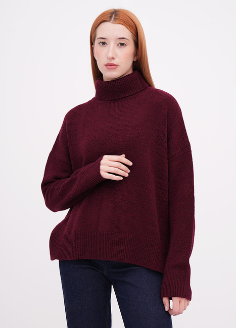 Фото ракурс 1 - Жіночий бордовий светр EQUILIBRI артикул W342 060 000 bordo FW2025