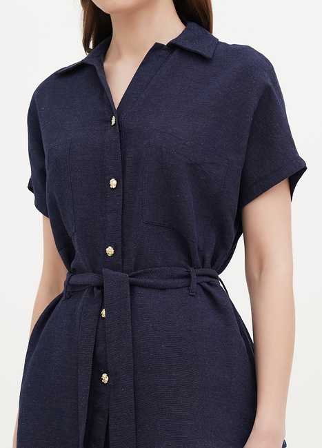 Жіноча синя сорочка EQUILIBRI артикул W491 063 100 NAVY BLUE SS2025 Фото ракурс 3 - Жіноча синя сорочка EQUILIBRI артикул W491 063 100 NAVY BLUE SS2025