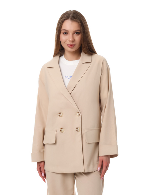 Жіночий бежевий пiджак EQUILIBRI артикул W491 060 100 Beige SS2025 Фото ракурс 1 - Жіночий бежевий пiджак EQUILIBRI артикул W491 060 100 Beige SS2025
