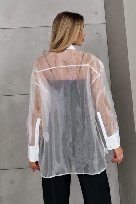 Фото ракурс 6 - Женская белая рубашка EQUILIBRI артикул BW421003 000 White SS2025