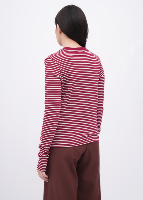 Женский бордовый лонгслив EQUILIBRI артикул W215 022 000 bordo FW2025 Фото ракурс 2 - Женский бордовый лонгслив EQUILIBRI артикул W215 022 000 bordo FW2025