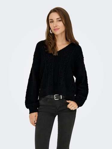 Фото ракурс 1 - Жіночий чорний светр Only артикул 15351899 Black FW2025