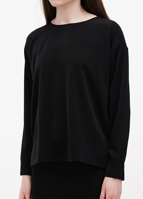 Фото ракурс 3 - Жіноча чорна блузка EQUILIBRI  артикул TSV Lili Blouse Black FW2024