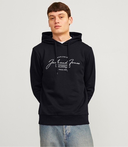 Фото ракурс 1 - Чоловіче чорнe худі Jack & Jones артикул 12256838 Black FW2024