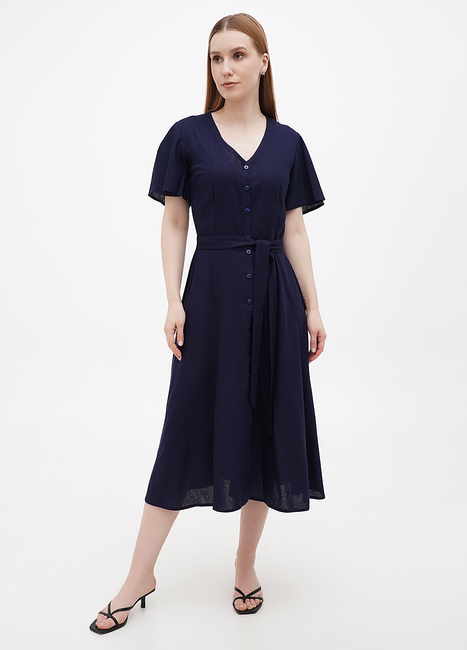 Фото ракурс 1 - Женское синее платье EQUILIBRI  артикул W452 043 000 NAVY BLUE SS2024