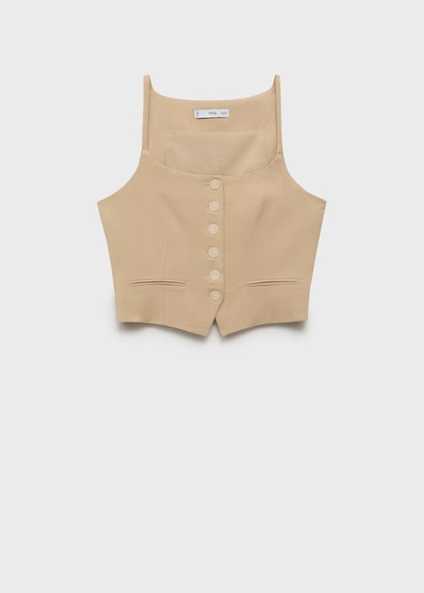 Фото ракурс 3 - Жіночий бежевий жилет Mango артикул 17062534 08 1 season