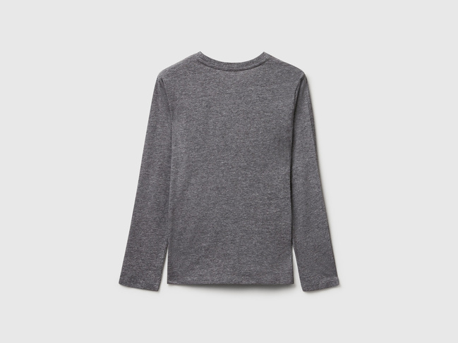 Фото ракурс 2 - Сірий лонгслів для дівчаток Benetton артикул 35RYC10QE.G 507 25A