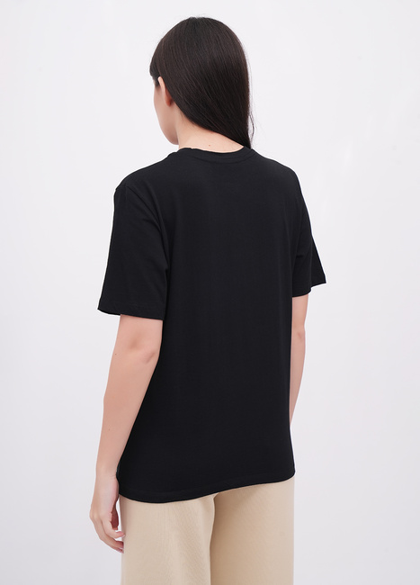 Фото ракурс 2 - Жіноча чорна футболка EQUILIBRI артикул W213 094 000 Black FW2025