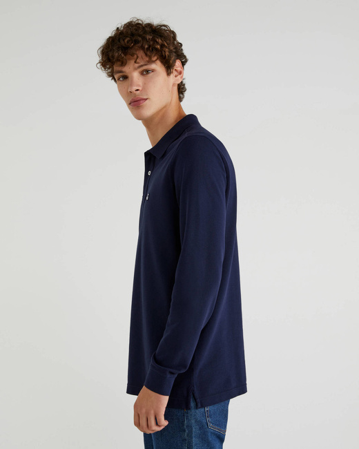 Мужской синий лонгслив Benetton артикул 3089J3204 016 25A Фото ракурс 4 - Мужской синий лонгслив Benetton артикул 3089J3204 016 25A