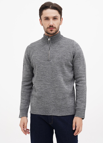 Фото ракурс 1 - Мужской серый свитер EQUILIBRI артикул M PC Sweater Zip Grey FW2024