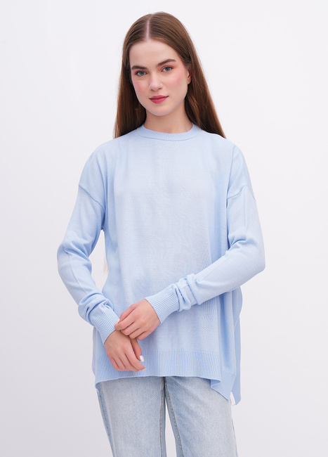 Фото ракурс 1 - Жіночий синій джемпер EQUILIBRI артикул W345 020 000 Blue FW2025