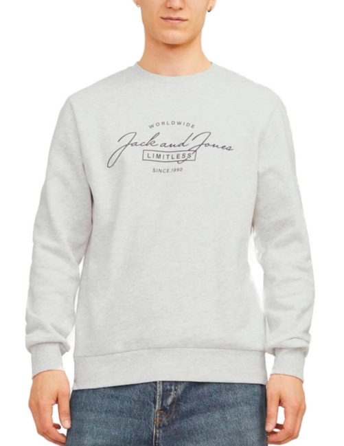 Фото ракурс 6 - Мужской серый свитшот Jack & Jones  артикул 12256837 WHITE MELANGE FW2024