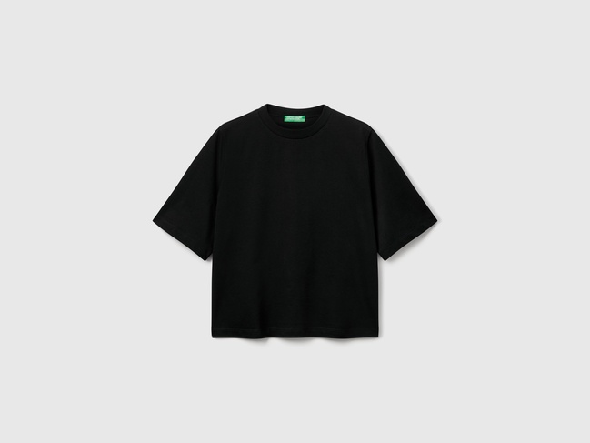 Жіноча чорна футболка Benetton артикул 3BL0E17G5 100 25A Фото ракурс 5 - Жіноча чорна футболка Benetton артикул 3BL0E17G5 100 25A