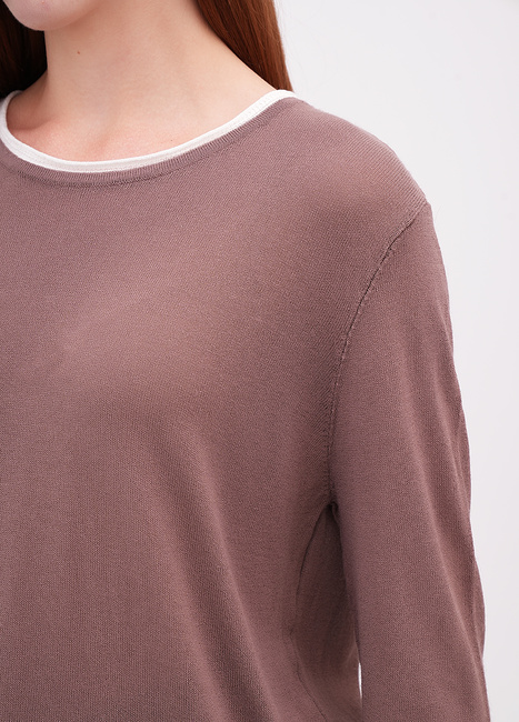 Фото ракурс 4 - Жіночий коричневий джемпер EQUILIBRI артикул W345 024 000 Mocco FW2025