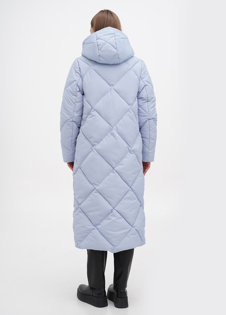 Фото ракурс 2 - Женское синее пальто EQUILIBRI  артикул NV Coat ST Blue FW2024