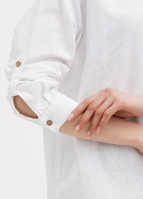 Женская белая рубашка EQUILIBRI артикул W422 024 000 White SS2025 Фото ракурс 4 - Женская белая рубашка EQUILIBRI артикул W422 024 000 White SS2025